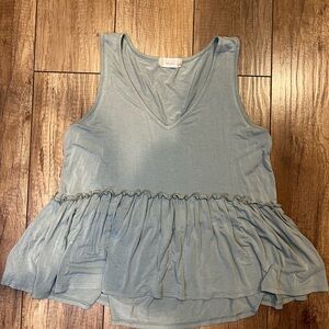 Altar'd State Baby Blue Peplum Babydoll Ruffle Tank Top